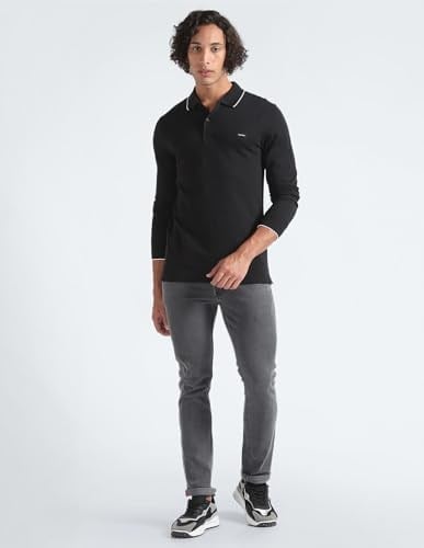Erkek Slim Fit Uzun Kollu Polo Yaka Siyah Polo Yaka T-Shirt K10K112753-BEH
