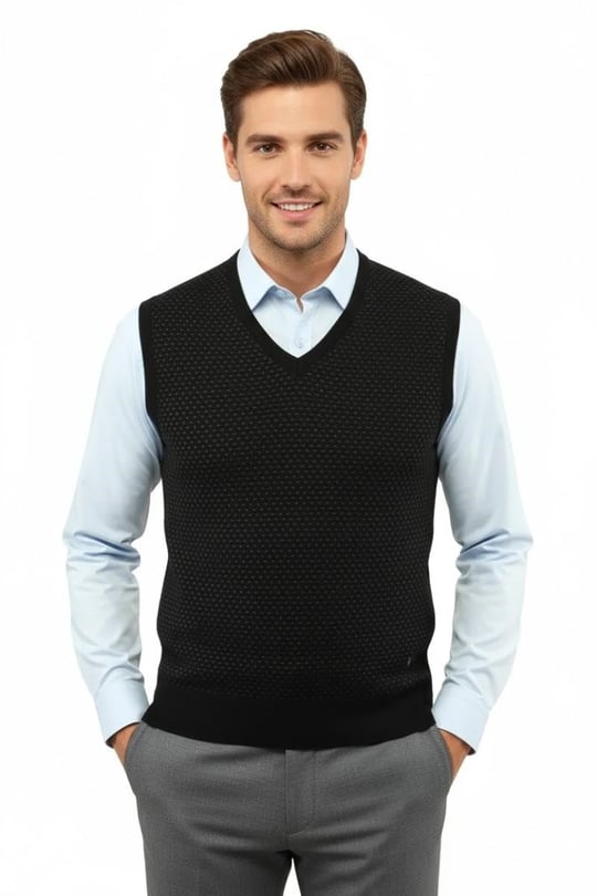 Erkek V Yaka Süveter Çelik Örgü Regular Kalıp 5201H BGL-ST04842 - Bedenler: M, L, XL, XXL