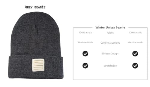 Erkekler ve Kadınlar için Unisex Kışlık Örme Manşetli Gri Bere