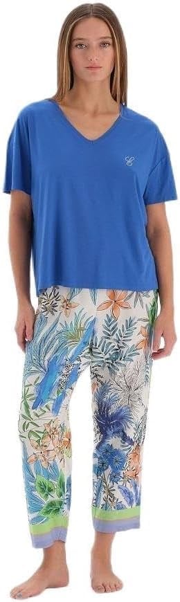 Eros Kadın Esk33530 V Yaka Kısa Kol Pijama Takımı, Örme