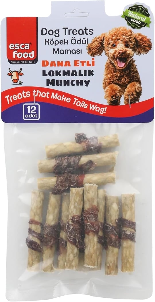 Esca Food Dana Etli Lokmalık Munchy 6 Santimetre 6 Gram 12li Köpek Ödül Maması
