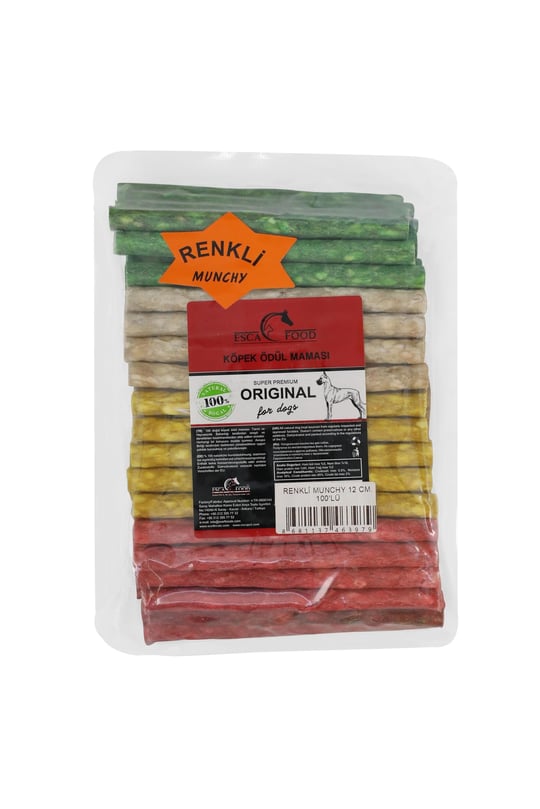 Esca Food Munchy Çubuk Renkli İnce 12 Santimetre 100lü Köpek Ödül Maması