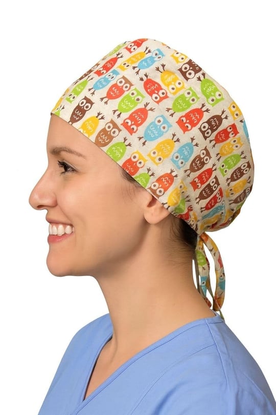 Esdem Baykuş Desenli Doktor Hemşire Aşçı Cerrahi Bone Hastane Bonesi Bandana M005
