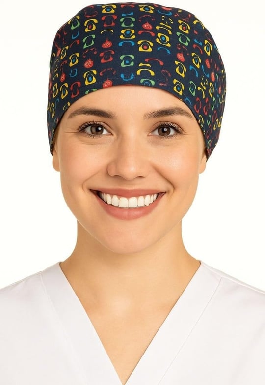 Esdem Telefon Desenli Doktor Hemşire Aşçı Cerrahi Bone Hastane Bonesi Bandana M009
