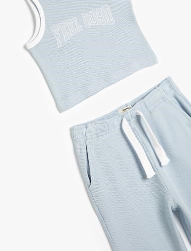 Eşofman Takımı Pantolon ve Askılı Tişört 2li Set Dokulu Pamuklu - Seçenekler: 5/6 Yıl, 6/7 Yıl, 7-8 Yıl, 9-10 Yıl, 11-12 Yıl, 13/14 Yıl
