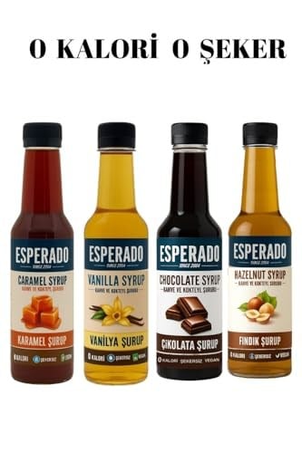 ESPERADO - 4 LÜ KAHVE ŞURUP SETİ - VANİLYA * FINDIK * KARAMEL * ÇİKOLATA -ŞEKERSİZ - ZERO- 4 X 250 ML