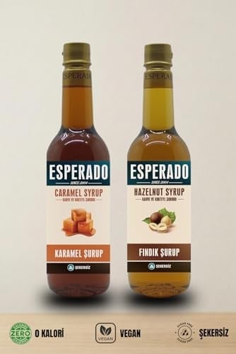 ESPERADO Şekersiz (SUGAR FREE) - Karamel * Fındık Aromalı Kahve Şurubu - 750 ml X 2 Ad.