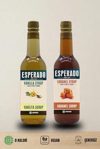 Esperado Vanilya * Karamel Aromalı Kahve Şurubu - 2 Li Set - Şekersiz - 750 ml X 2 AD.