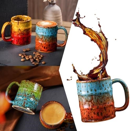 Espresso Bardakları,5oz Espresso Bardak Seti 6 El Yapımı Fırın Sırlı Seramik Espresso Bardakları, Mükemmel Sanat ve İşlevsellik Karışımı Küçük Kahve Fincanları Mini Kahve Fincanları.