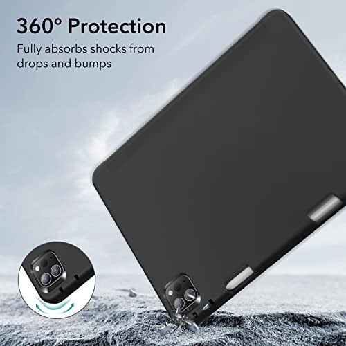 ESR iPad Pro 11 inç (2022/2021, 4. / 3. Nesil) ile Uyumlu Kalem Kutusu, Dahili Kalem Tutucu, Kalem 2 Desteği, Esnek Arka Kapak, Üç Katlı Stand, Otomatik Uyku/Uyandırma, Rebound Serisi, Siyah