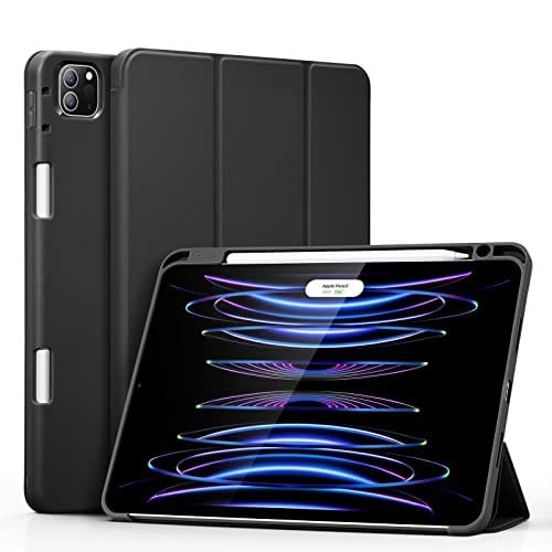 ESR iPad Pro 11 inç (2022/2021, 4. / 3. Nesil) ile Uyumlu Kalem Kutusu, Dahili Kalem Tutucu, Kalem 2 Desteği, Esnek Arka Kapak, Üç Katlı Stand, Otomatik Uyku/Uyandırma, Rebound Serisi, Siyah