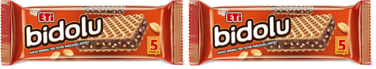 Eti Bidolu Kakao Kremalı Yer Fıstığı Parçacıklı Gofret 81 g 2li paket