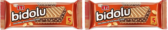 Eti Bidolu Kakao Kremalı Yer Fıstığı Parçacıklı Gofret 81 g 2li paket