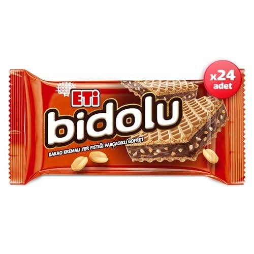 Eti Bidolu Kakao Kremalı Yer Fıstığı Parçacıklı Gofret 36 g x 24 Adet