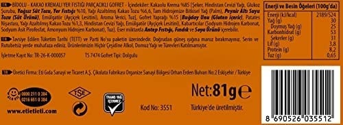 Eti Bidolu Kakao Kremalı Yer Fıstığı Parçacıklı Gofret 81 g 2li paket