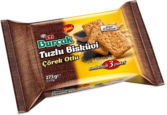 Eti Burçak Çörek Otlu Tuzlu Bisküvi 3 x 91 g