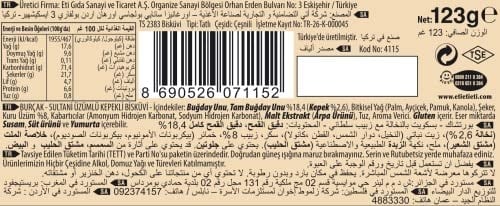 Eti Burçak Sultani Üzümlü Kepekli Bisküvi 123 g 2li paket