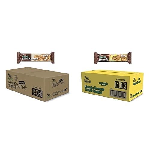 Eti Burçak Sütlü Kremalı Yulaflı Bisküvi 100 g x 12 Adet ve Eti Burçak Limonlu Kremalı Yulaflı Bisküvi 100 g x 12 Adet