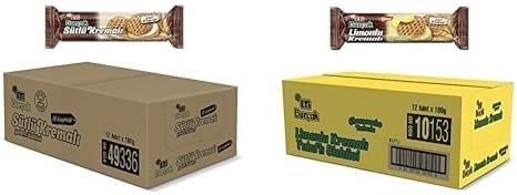 Eti Burçak Sütlü Kremalı Yulaflı Bisküvi 100 g x 12 Adet ve Eti Burçak Limonlu Kremalı Yulaflı Bisküvi 100 g x 12 Adet