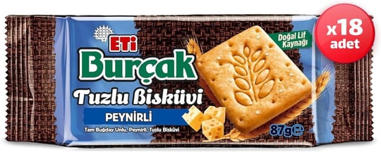 Eti Burçak Tam Buğday Unlu Peynirli Tuzlu Bisküvi 87 Gram x 18 Adet