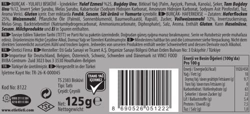 Eti Burçak Yulaflı Bisküvi 125 g 5li paket
