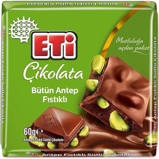Eti Çikolata Antep Fıstıklı Kare Çikolata 60 g x 6 Adet
