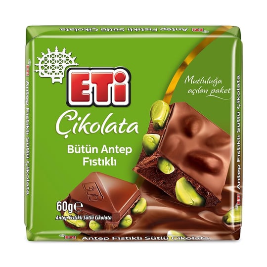 Eti Çikolata Antep Fıstıklı Kare Çikolata 60 g x 6 Adet