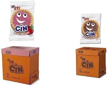 Eti Cin Çilekli Bisküvi 25 g x 36 Adet ve Eti Cin Portakallı Bisküvi 25 g x 36 Adet