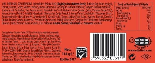 Eti Cin Lokmalık Portakallı Bisküvi 114 g 2li paket