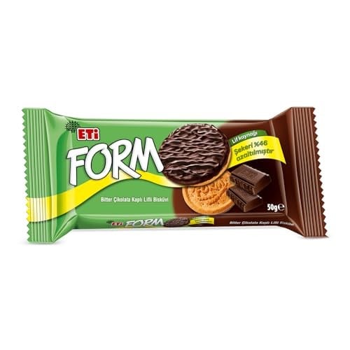 Eti Form Bitter Çikolata Kaplı Lifli Bisküvi 50 g x 24 Adet - Seçenekler: 24 x 50, 24 x 50 (2 paketi), 15.8 cm x 10.4 cm x 29.4 cm