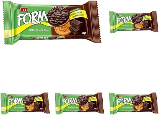 Eti Form Çikolata Kaplı Lifli Bisküvi 50 g 5li paket