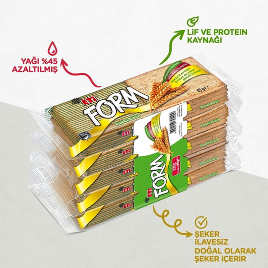 Eti Form Kepekli Bisküvi 5 x 45 g