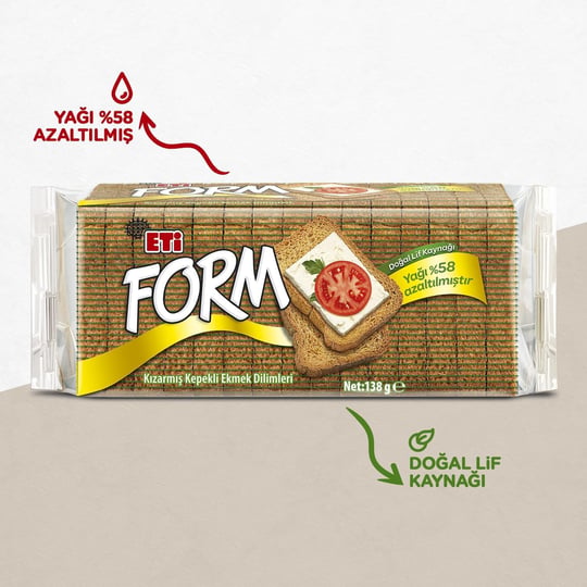 Eti Form Kızarmış Kepekli Ekmek Dilimleri 138 g x 15 Adet
