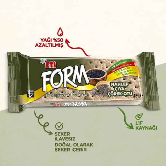 Eti Form Mahlepli Çiyalı ve Çörek Otlu Kepekli Bisküvi 40 g