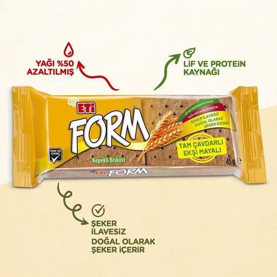 Eti Form Tam Çavdarlı Ekşi Mayalı Bisküvi 45 g