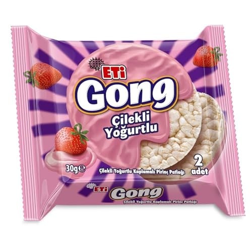 Eti Gong Çilekli Yoğurtlu Kaplamalı Pirinç Patlağı 30 g x 24 Adet