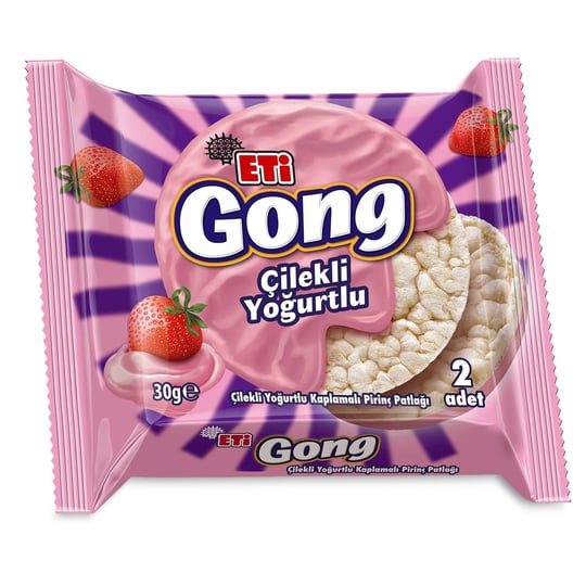 Eti Gong Çilekli Yoğurtlu Kaplamalı Pirinç Patlağı 30 g x 24 Adet
