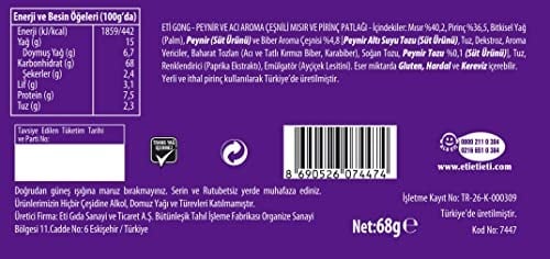 Eti Gong Peynirli Acılı Mısır ve Pirinç Patlağı 68 g 2li paket