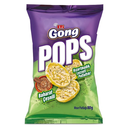 Eti Gong Pops Baharat Çeşnili Mısır Patlağı 80 g x 10 Adet