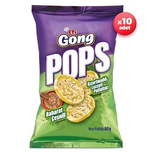 Eti Gong Pops Baharat Çeşnili Mısır Patlağı 80 g x 10 Adet
