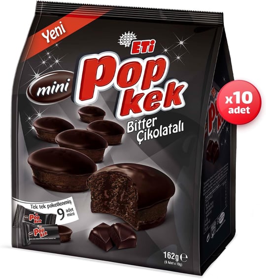 Eti Popkek Mini Bitter Çikolatalı Kek 162 g x 10 Adet