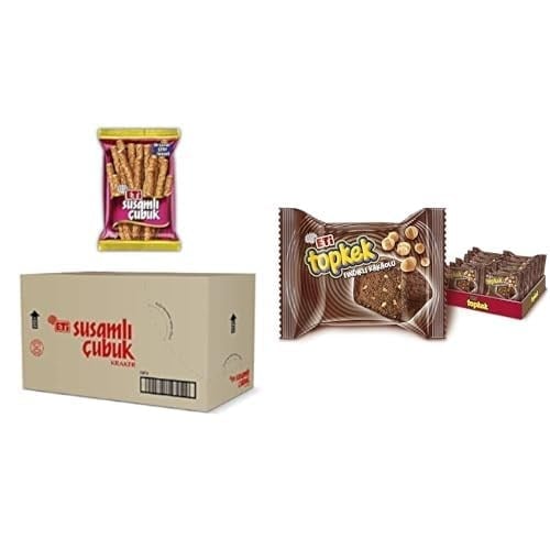 Eti Susamlı Çubuk Kraker 56 g x 17 Adet ve Eti Topkek Fındıklı Kakaolu Kek 35 g x 24 Adet