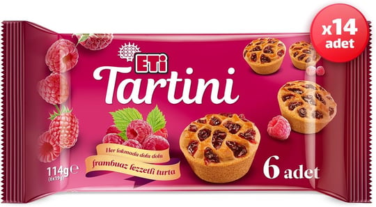 Eti Tartini Frambuazlı Turta 114 g x 14 Adet