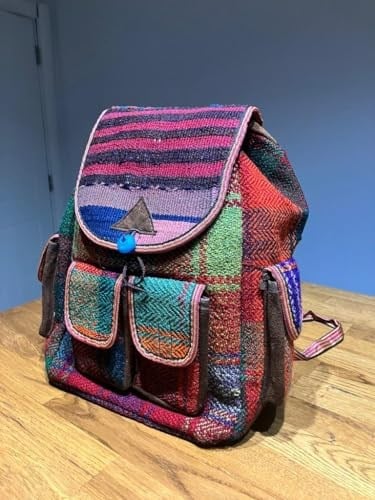 Etnik desenli sırt çantası kilim çanta el yapımı kilim dokuma