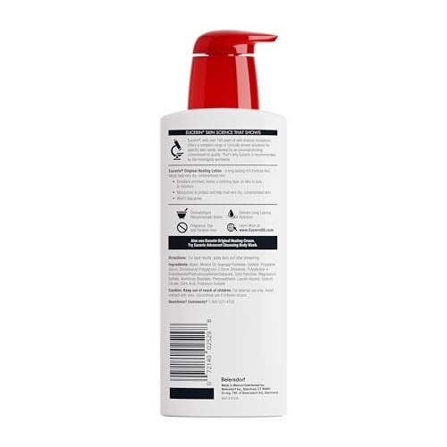 Eucerin Orijinal İyileştirici Zengin Vücut Losyonu, Kuru Ciltler için Vücut Losyonu, 16.9 Fl Oz Pompa Şişesi