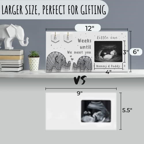 EURSET Bebek Sonogram Resim Çerçevesi / Bebek Geri Sayım Haftaları - Standart 10,16 cm x 7,62 cm Ultrason Fotoğraf - Hamilelik Duyuruları Fikirleri - Cinsiyet Açıklaması Bebek Partisi Hediyeleri - Ebe