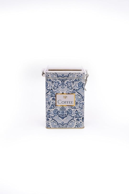 EVLE-Er043-y1 Azulejos Coffee Desenli Dikdörtgen Metal Saklama Kabı 8x10 Cm (Azulejos Coffee)
