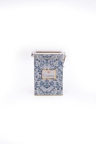 EVLE-Er043-y1 Azulejos Coffee Desenli Dikdörtgen Metal Saklama Kabı 8x10 Cm (Azulejos Coffee)