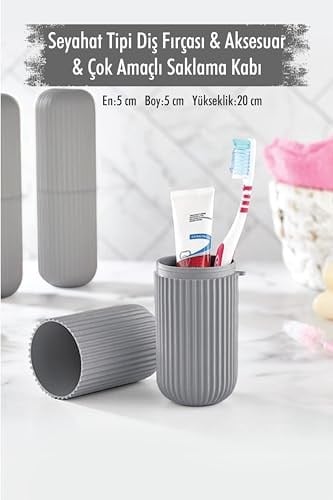 ews Gri Seyahat Tipi Diş Fırçası & Aksesuar Kutusu & Çok Amaçlı Saklama Kabı