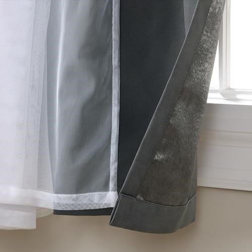 Exclusive Home Curtains Catarina perde, çok katmanlı, masif karartma perdesi ve tül yüzeyli yarı saydam pencere perdesi, 52 x 96 cm,  - Seçenekler: 52x63, 52x108, 52x120, 132G x 243.8U cm (2 Panel)...